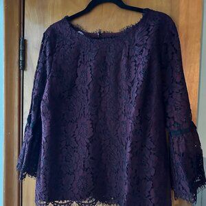 Talbot wine colored lace top with navy detail size XL very good condition